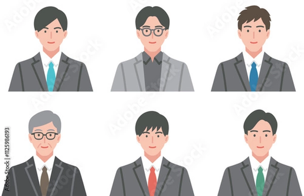 Obraz スーツを着た男性の様々な表情