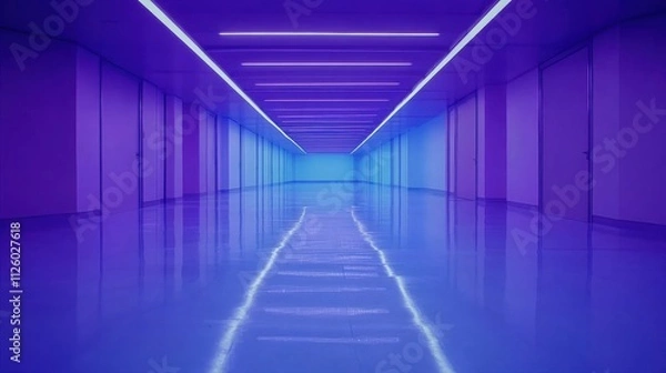 Fototapeta Vibrant Neon Hallway: A Mesmerizing Architectural Journey