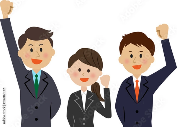 Fototapeta ビジネスマン　チーム　ガッツポーズ