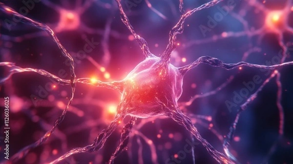 Fototapeta A futuristic illustration of neural networks connecting in a web of glowing nodes and lines, symbolizing AI intelligence