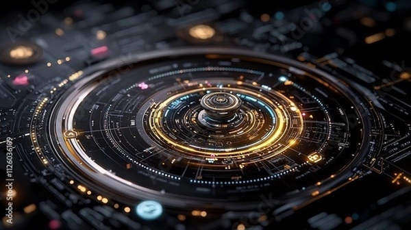 Obraz Futuristic Human Machine Interface with Intuitive Holographic Controls and Glowing Elements