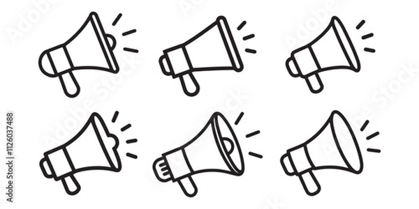 Fototapeta Megaphone outline icon set vector on white background 