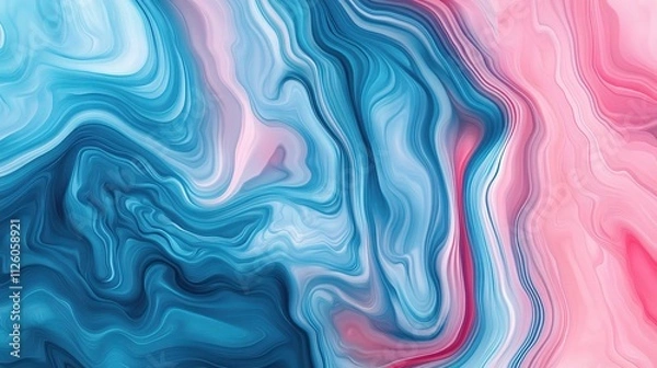 Fototapeta Smooth Abstract Water Ripple Patterns in Blue and Pink Tones