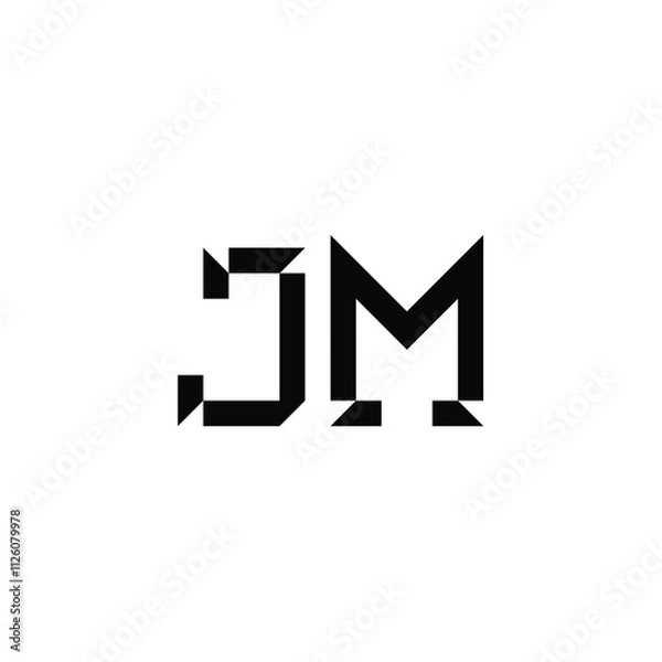 Fototapeta JM monogram logo design letter text name symbol monochrome logotype alphabet character simple logo