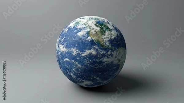 Obraz Earth Globe 3D Render on Grey Background