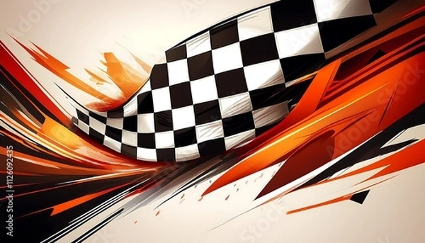 Fototapeta Abstract design featuring a checkered racing flag.