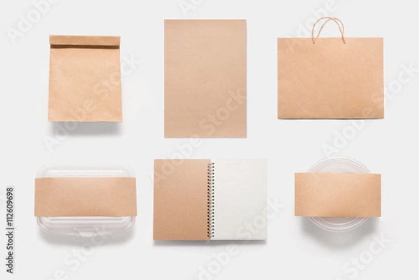 Obraz Food branding mockup set isolated on white background. Copy spac