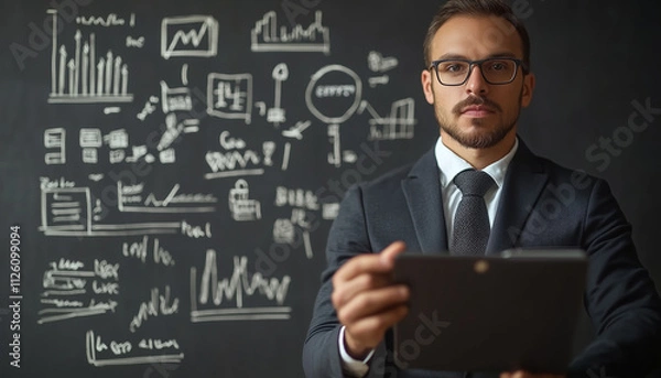 Fototapeta professional person with chart. consultant giving a presentation on business development