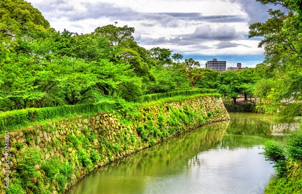 Fototapeta Moat at Himeji Castle in Japan