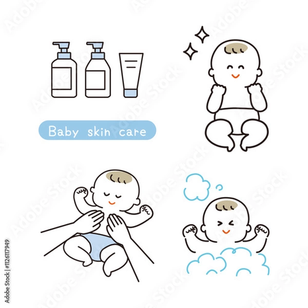 Fototapeta ボディーケアセット線画