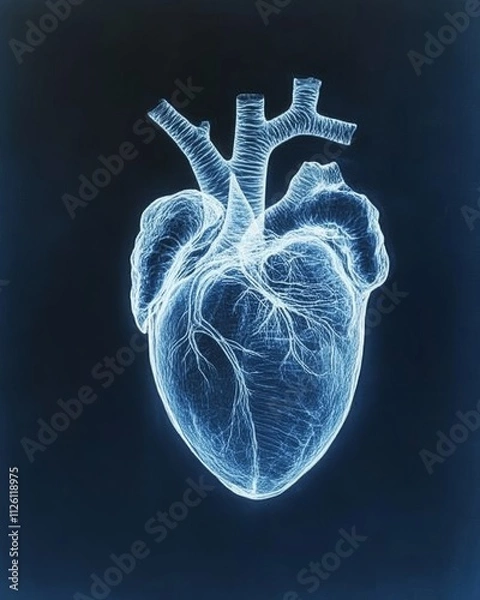 Obraz Human Heart Illustration with Visible Arteries