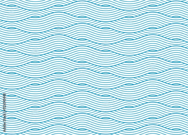 Fototapeta Seamless pattern with blue waves