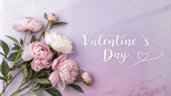 Obraz Minimalist Valentine’s Day card with pink florals