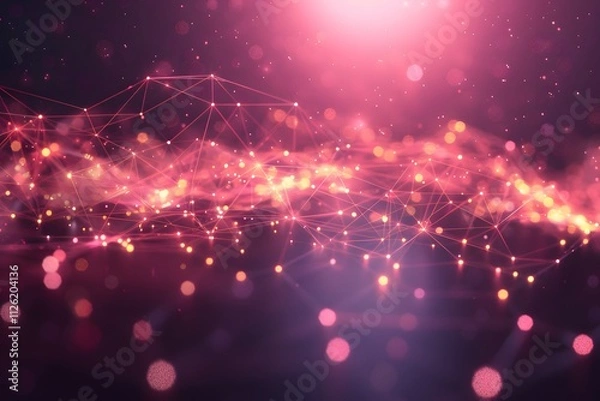 Fototapeta Futuristic Digital Network with Pink Glowing Connections for Abstract Design