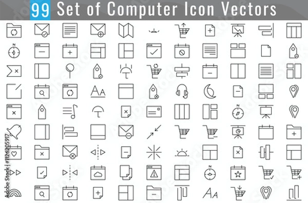 Fototapeta Collection of Icons of computer icon vectors