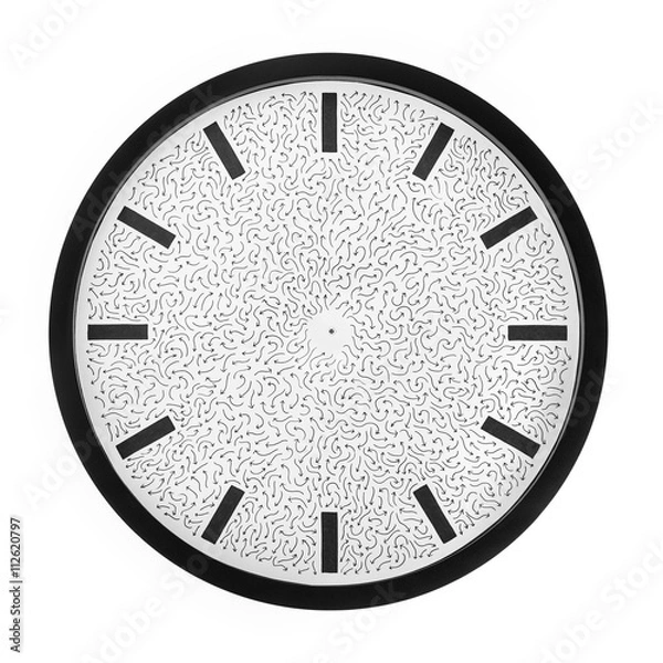 Obraz Clock face without hands. Wall Clock without hands isolated on white. This clock has a lot of arrows decoration end no numbers