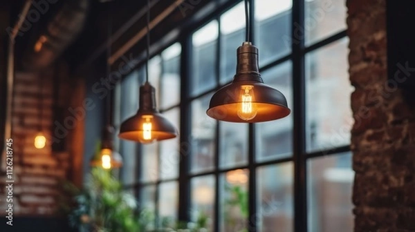 Fototapeta High-tech lighting enhances productivity and ambiance in a modern office setting