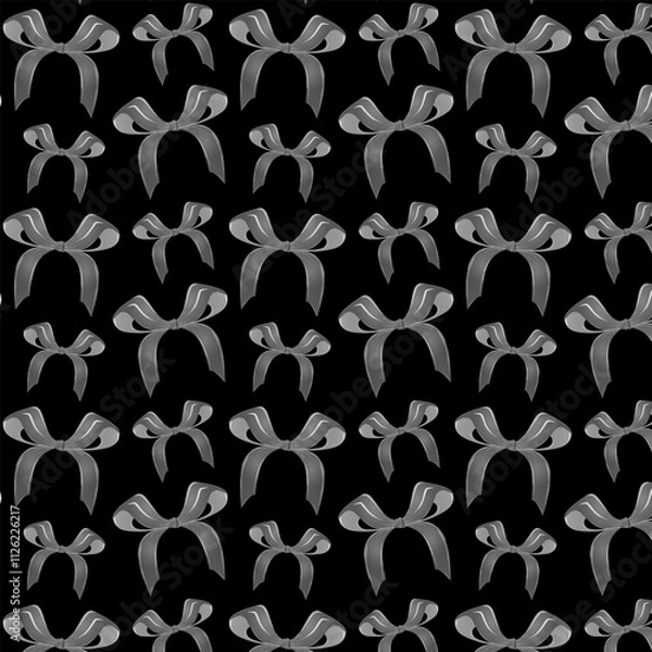 Fototapeta Seamless pattern glass transparent bows on a black background. Vector illustration cartoon style for decorate, coloring and any design