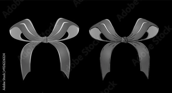 Fototapeta Glass transparent bows on a black background. Vector illustration cartoon style for decorate, coloring and any design