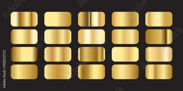 Fototapeta Golden gradients set. Metallic gold gradients. Elegant gold swatch palette collection. A creative element for your design or logo banner and website