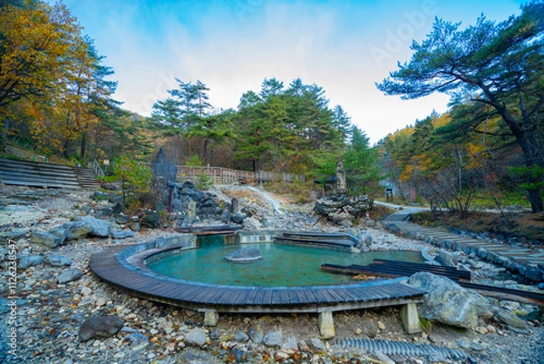 Obraz 群馬県草津町　草津温泉の西の河原公園の風景