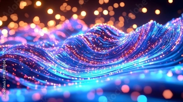 Obraz abstract blue & pink light waves - abstract backgrounds