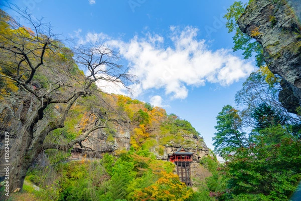 Obraz 長野県小諸市布引山　釈尊寺の秋の風景