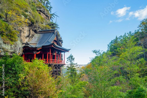 Obraz 長野県小諸市布引山　釈尊寺の秋の風景