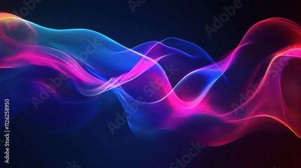 Fototapeta Vibrant Abstract Digital Waves with Neon Colors and Energy Flow