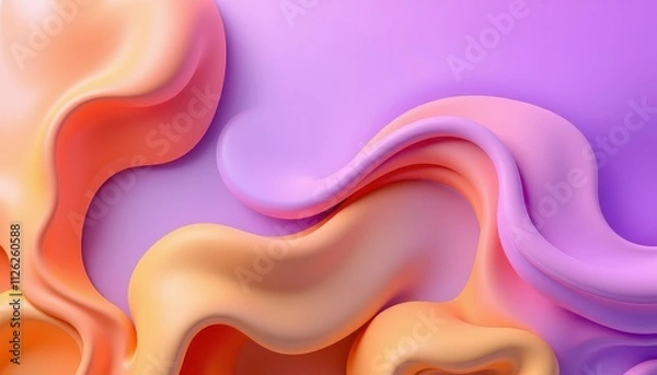 Fototapeta Abstract Pastel Orange and Purple Fluid Forms