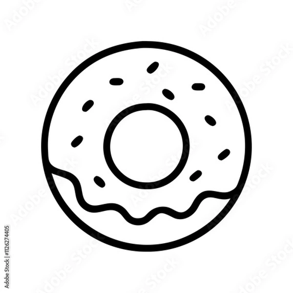 Fototapeta donut icon, food vector icon, beverage vector illustration - black outline icon of donut symbolizing food, beverage, and tasty food in simple design.