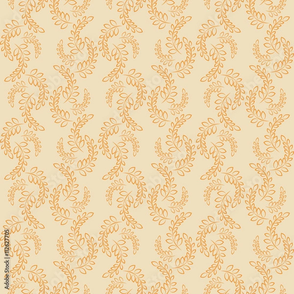 Fototapeta Laconic vector seamless floral pattern with the image of twigs or buds of poplar wood.