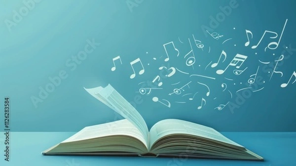 Fototapeta Music Notes Flowing Out of an Open Book