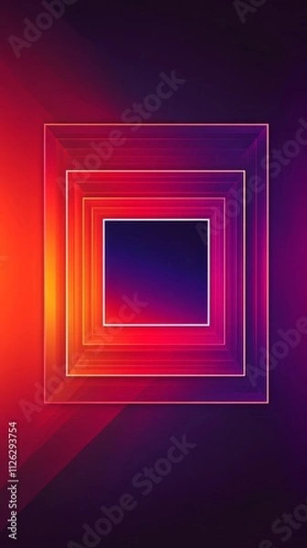 Fototapeta Abstract Square Portal: A mesmerizing blend of vibrant hues and geometric shapes creates a captivating digital art piece, perfect for showcasing the beauty of abstract design 