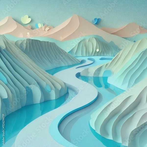 Obraz 침식으로 인한 푸른 빛 곡선과 물의 노출 일러스트