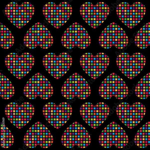 Obraz Seamless pattern with colorful hearts