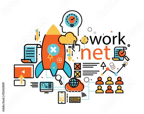 Fototapeta Network line design web banners for cloud computing, Modern
