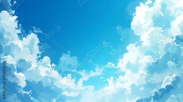 Fototapeta a beautiful abstract blend of white and various shades of blue, resembling a mix between ocean waves and a cloudy sky The fluid and dynamic brushstrokes give a sense of movement