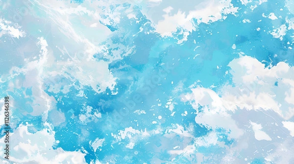 Fototapeta a beautiful abstract blend of white and various shades of blue, resembling a mix between ocean waves and a cloudy sky The fluid and dynamic brushstrokes give a sense of movement