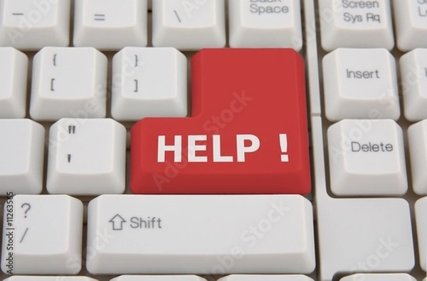 Obraz keyboard with HELP word on the red button