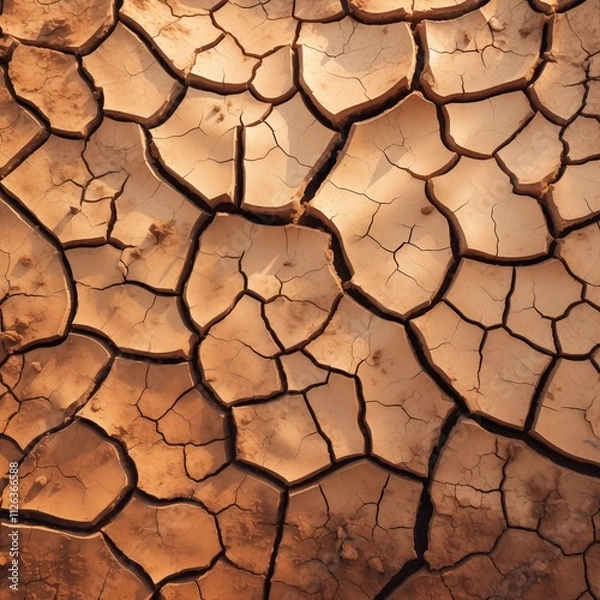 Fototapeta A high-resolution close-up of cracked, Generative Ai