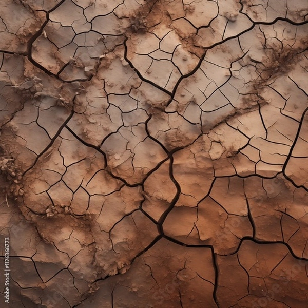 Fototapeta dry earth with rich, earthy tones, showcasing natural textures and patterns, Generative Ai