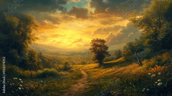 Obraz rural meadow path