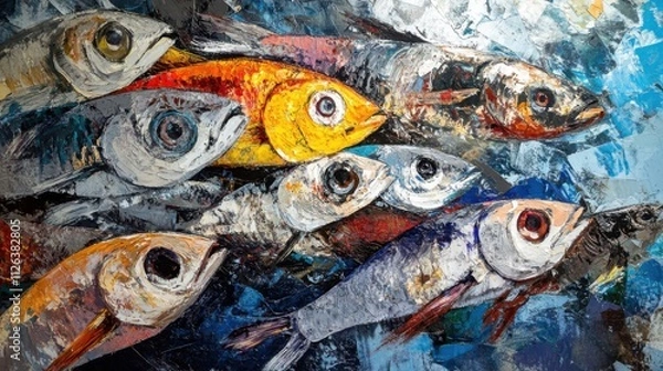 Obraz Fresh fish on ice. Generative AI