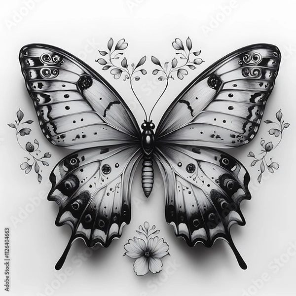 Obraz Captivating Image Depicting Butterfly Styled With Bold Black And White Background