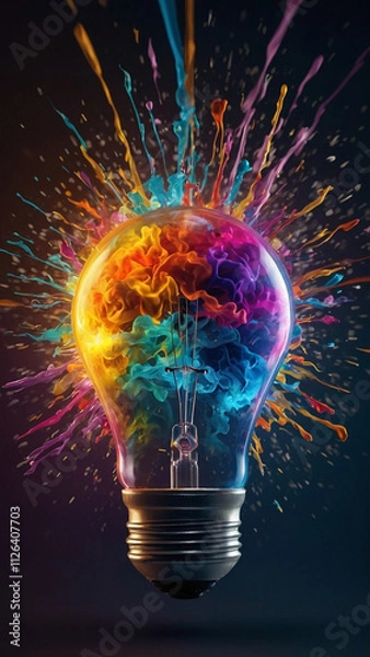 Fototapeta Abstract light bulb, symbolising ideas and creative thinking