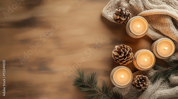 Fototapeta New Year festival background in evocative soft brown tones, with space for text