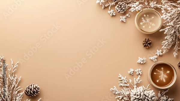 Fototapeta New Year festival background in evocative soft brown tones, with space for text
