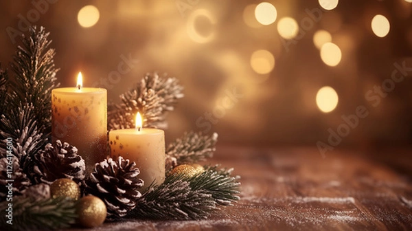 Fototapeta New Year festival background in evocative soft brown tones, with space for text