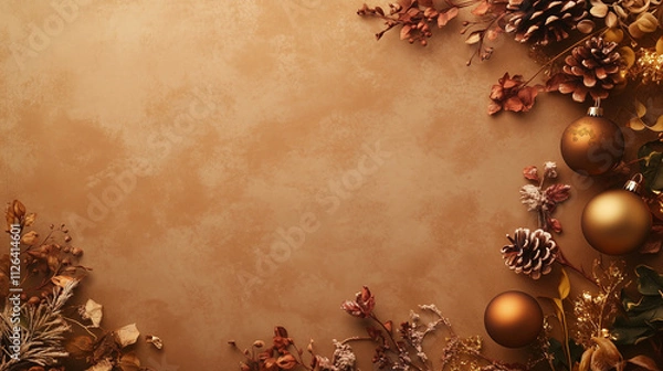 Fototapeta New Year festival background in evocative soft brown tones, with space for text